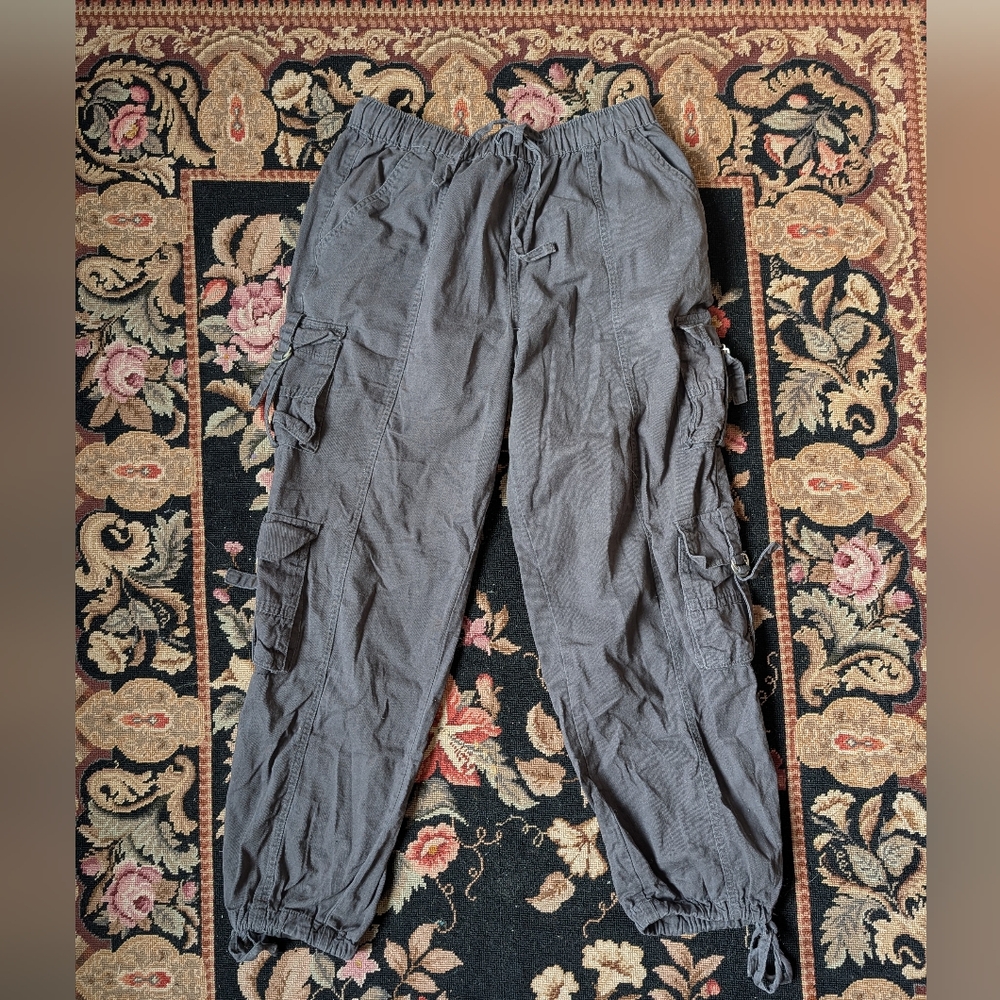 Women's Grey Drawstring Cargo Pants